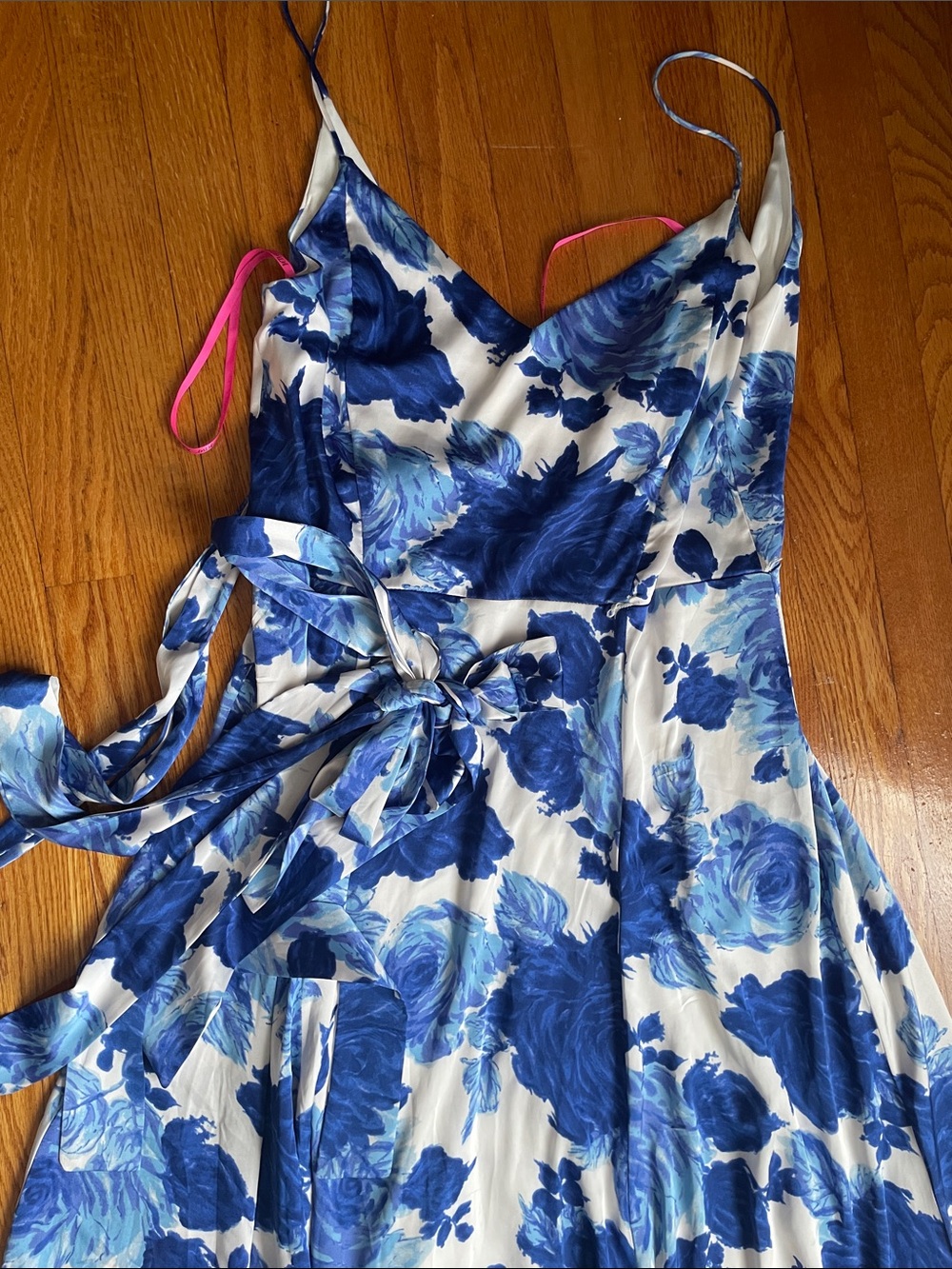 Betsey Johnson Blue & White Floral Tie-Waist Maxi Dress - Picture 3 of 6